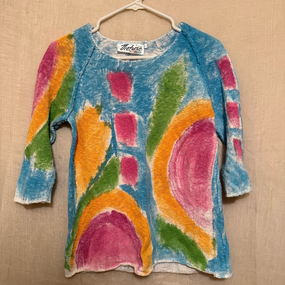Y2K Abstract Colorful 3/4 Sleeve Shirt